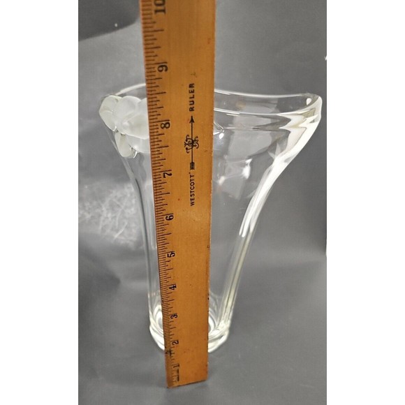 Tall Clear Mikasa (Unsigned) Vase With Flared Top And Frosted Floral - Picture 6 of 6